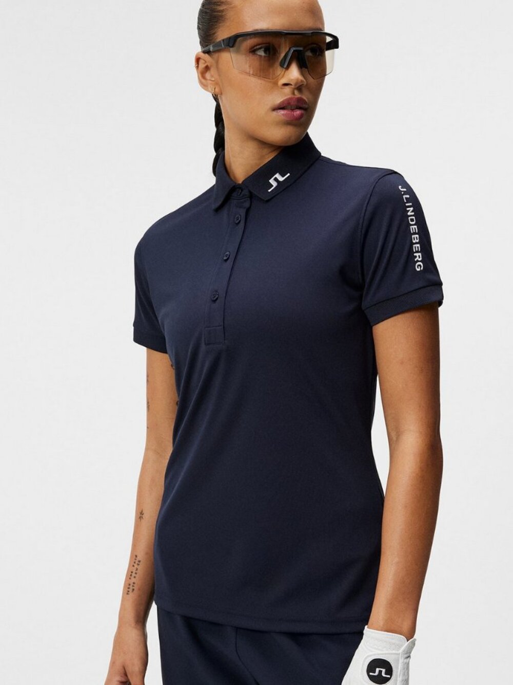J. LINDEBERG women's Tour Tech Slim Golf Polo NWT M Navy